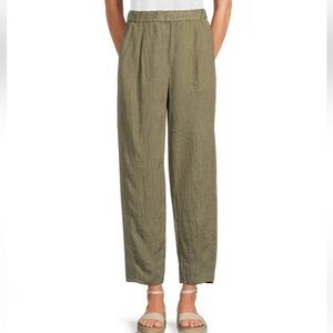 Eileen Fisher Organic Linen Stripe Elastic Waist Pull-On Pants size XS